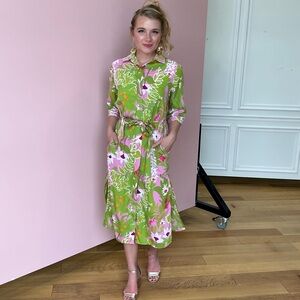 Floral Green and Pink Dress